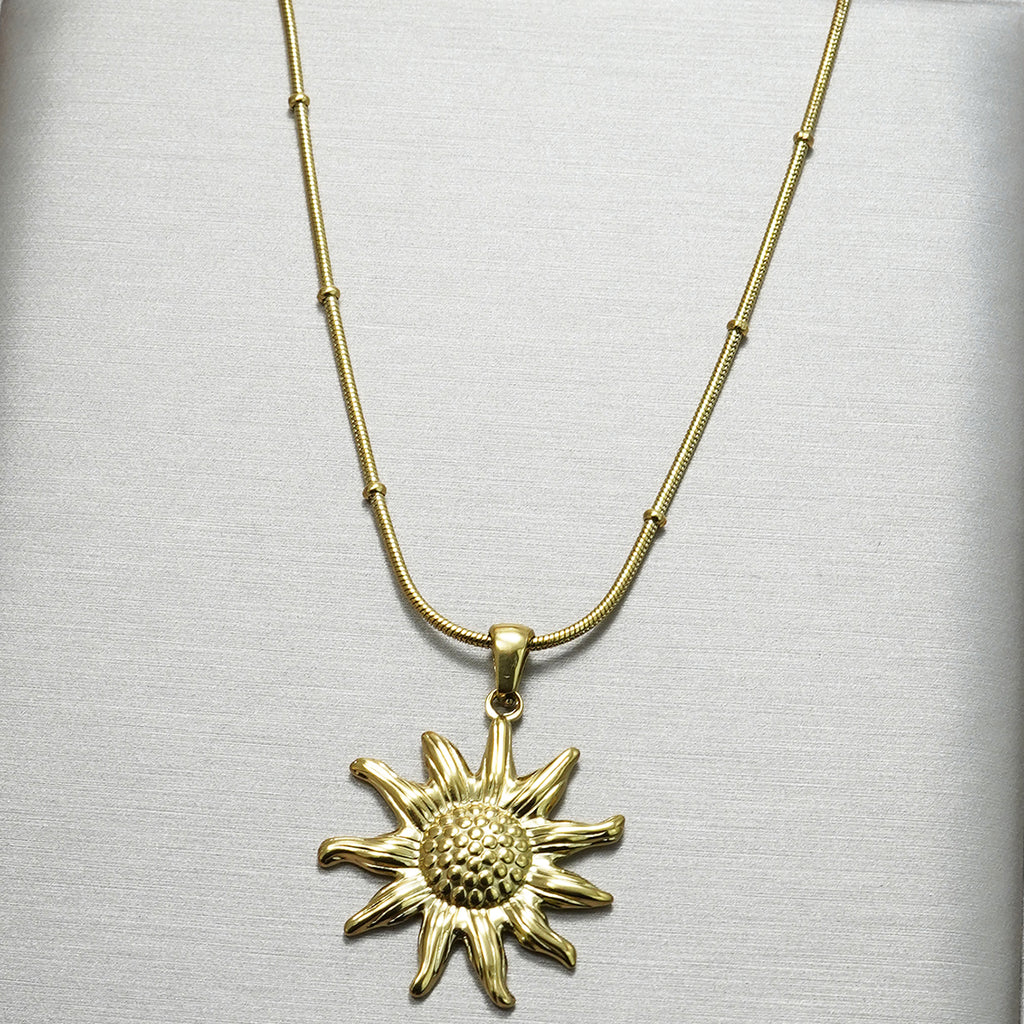Radiant Sun Pendant Necklace & Matching Drop Earrings