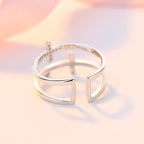 Adjustable Cross Wrap Ring – Minimalist Pavé Accent Band