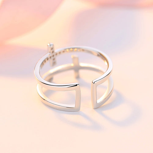 Adjustable Cross Wrap Ring – Minimalist Pavé Accent Band