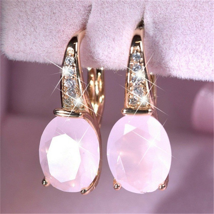 Elegant Oval Crystal Drop Earrings with Sparkling Accents