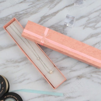 Rectangular Necklace Jewelry Box with Ribbon