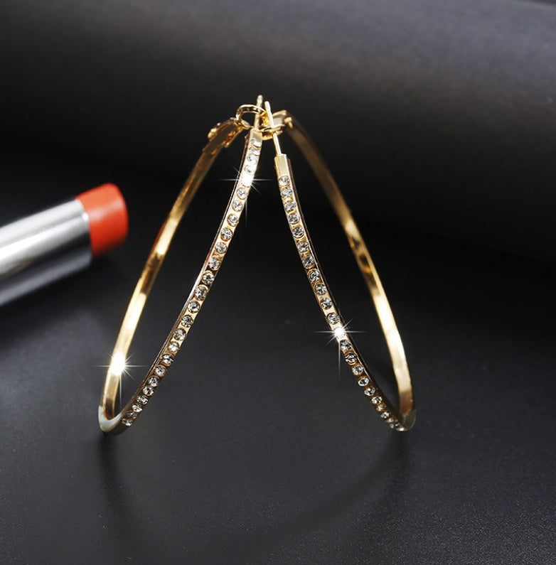 Elegant Crystal-Studded Hoop Earrings