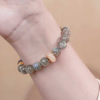 Natural Stone Bead Bracelet with Ornate Spacer Accents