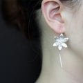 Elegant Silver Blossom Drop Earrings