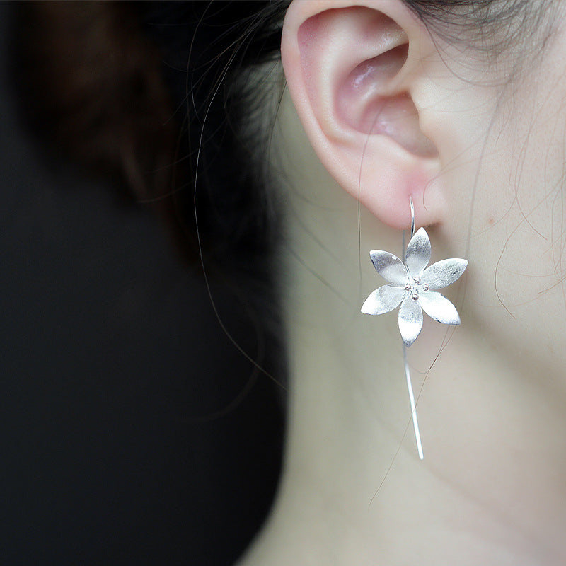 Elegant Silver Blossom Drop Earrings