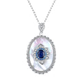 Vintage Sapphire Pendant with Sterling Silver & Diamond Accents