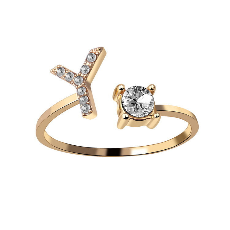 Personalized Diamond Initial Ring