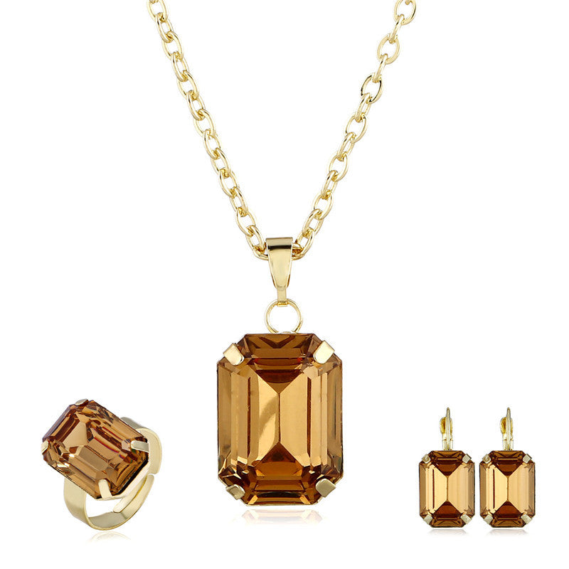 Emerald-Cut Crystal Jewelry Set