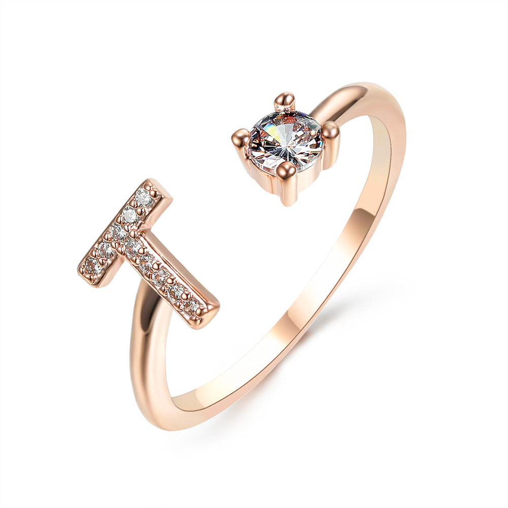Personalized Diamond Initial Ring