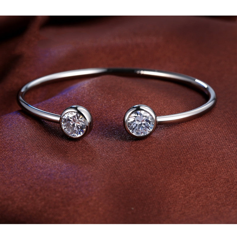 Open Cuff Bracelet with Dual Stone End Detail