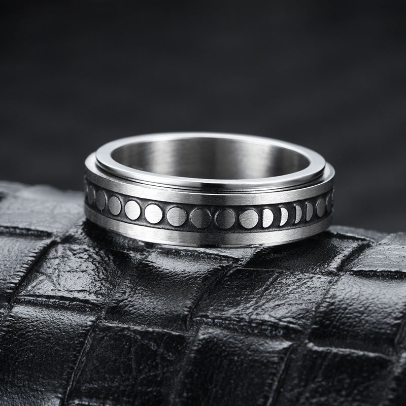 Minimalist Stainless Steel Band Ring – Engraved & Polished Finish