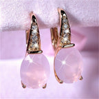 Elegant Oval Crystal Drop Earrings with Sparkling Accents