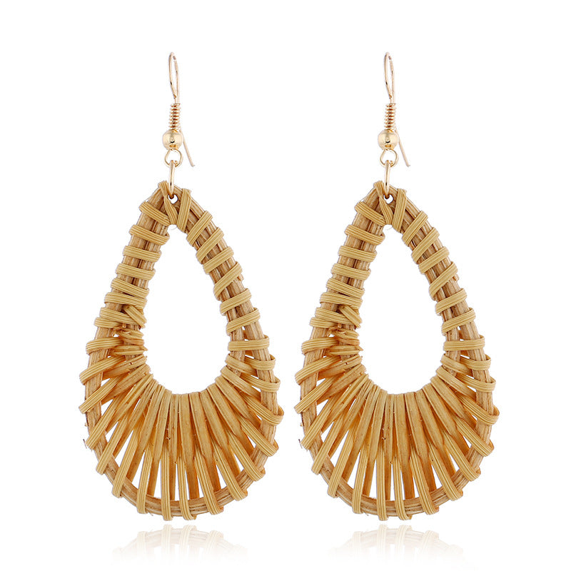 Handmade Rattan Teardrop Earrings