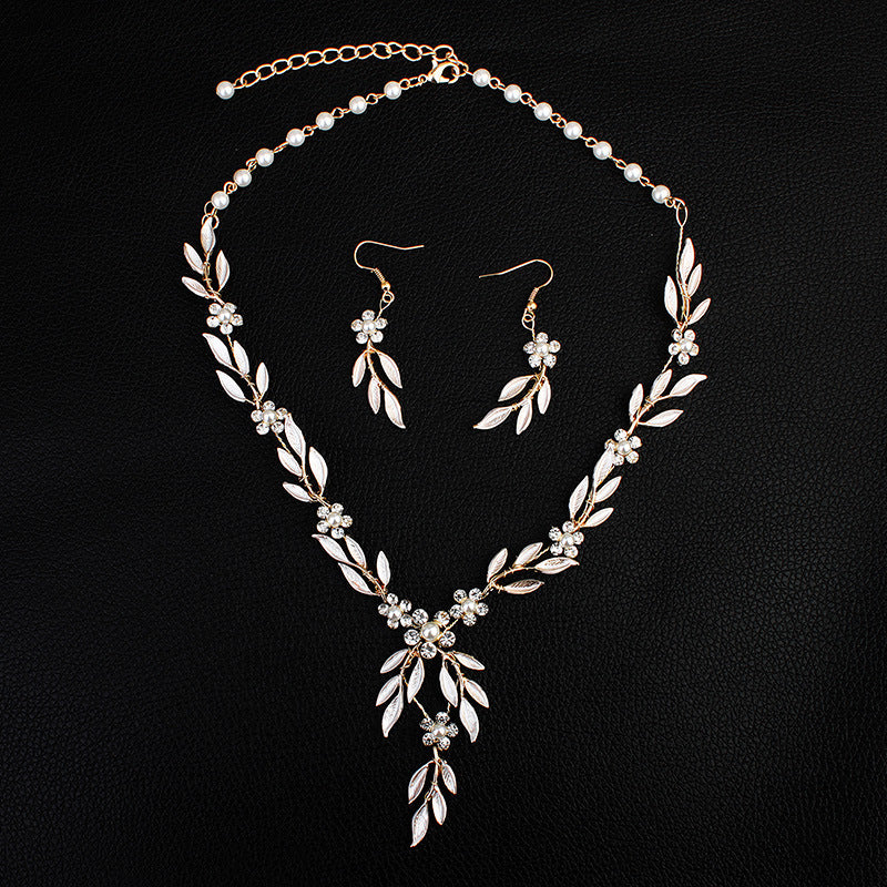 Elegant Pearl Leaf Jewelry Set