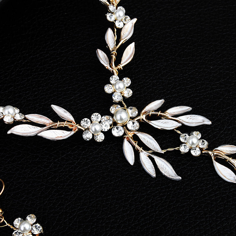 Elegant Pearl Leaf Jewelry Set