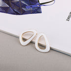 White Abstract Triangle Hoop Earrings