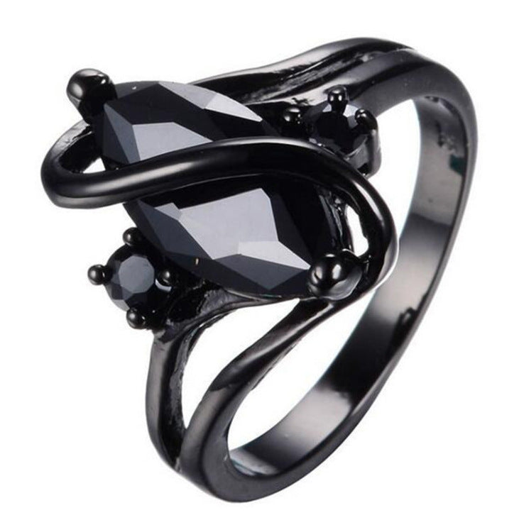 Midnight Orbit Black Rhodium Gemstone Statement Ring