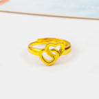 Adjustable Double-Heart Ring with Smooth & Textured Finish