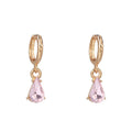 Dainty Hoop Earrings with Teardrop Crystal Charm