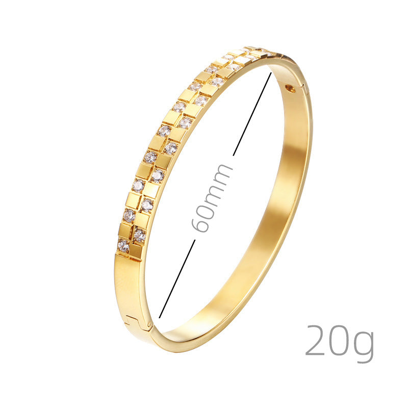 Structured Bangle Bracelet with Subtle Crystal Detail