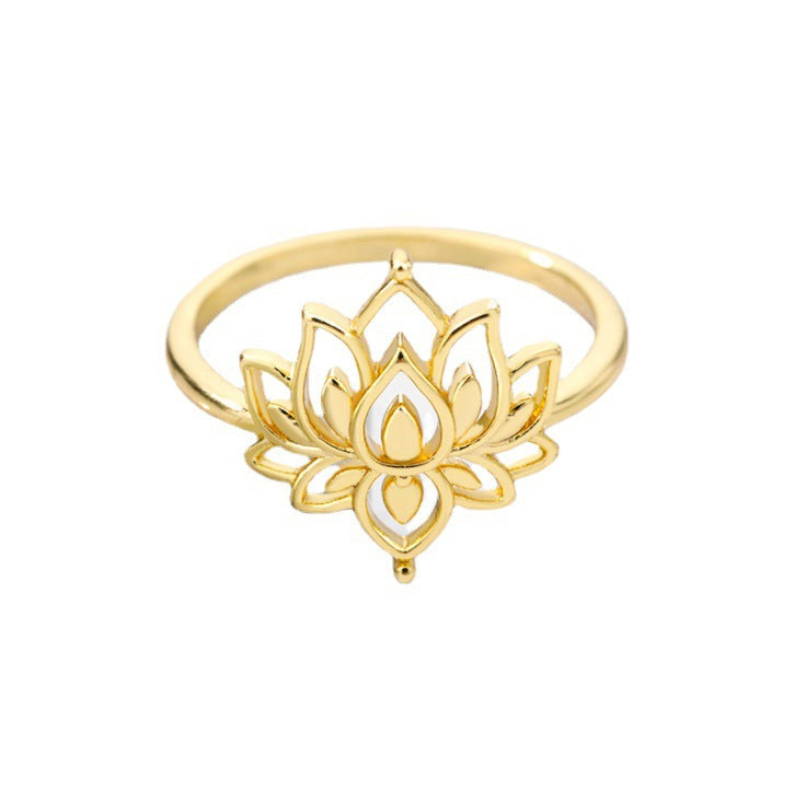 Boho Adjustable Ring Set – Lotus, Sun & Minimal Motif Bands