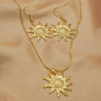 Radiant Sun Pendant Necklace & Matching Drop Earrings