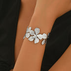 Floral Cuff Bracelet with Sculpted Petal Design