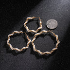 Elegant Twisted Gold Pearl Hoop Earrings