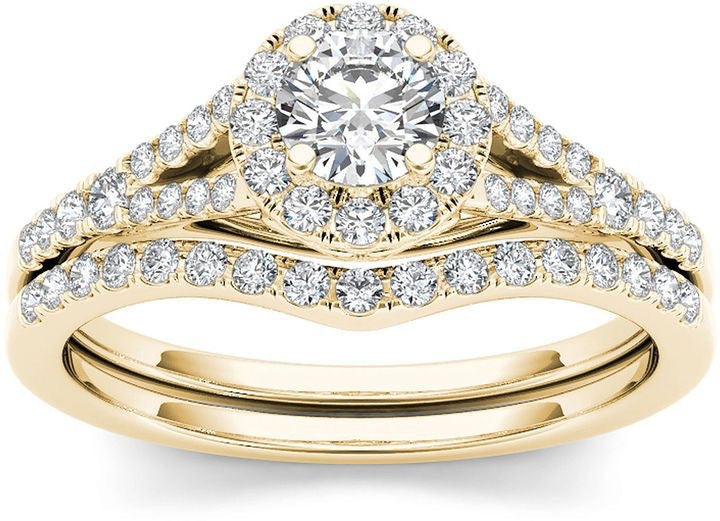 Golden Radiance Double Halo Bridal Ring