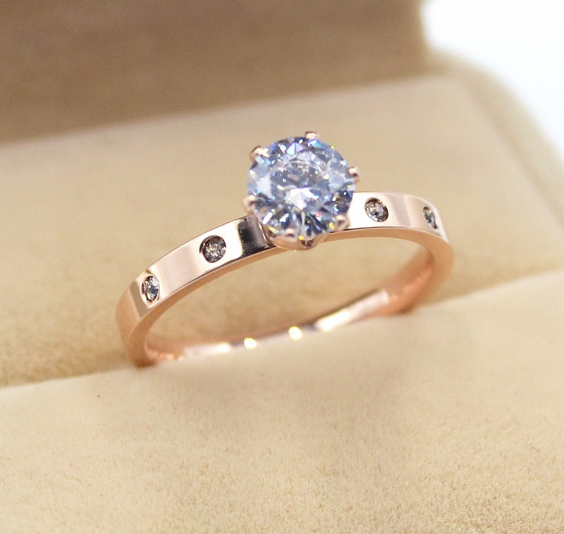 Classic Solitaire Crystal Engagement Ring