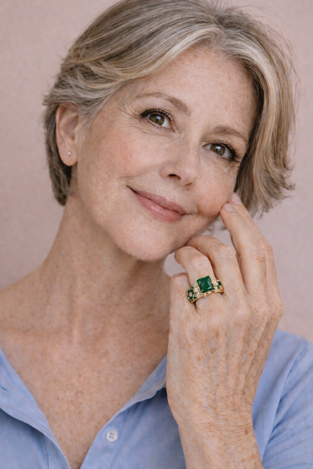 Krystal Crafts Emerald Radiance Gold Statement Ring