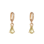 Dainty Hoop Earrings with Teardrop Crystal Charm