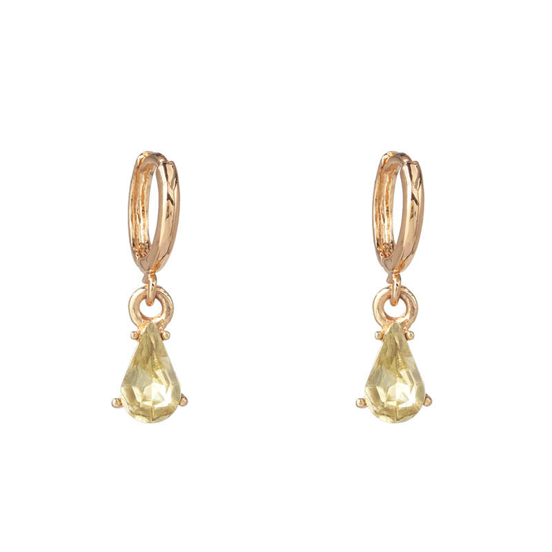 Dainty Hoop Earrings with Teardrop Crystal Charm