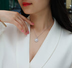 Classic Moissanite Double Halo Pendant Necklace