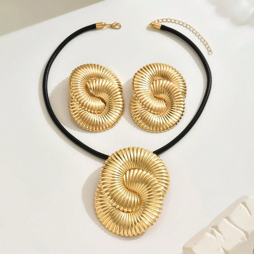 Sculptural Spiral Necklace & Statement Earring Set
