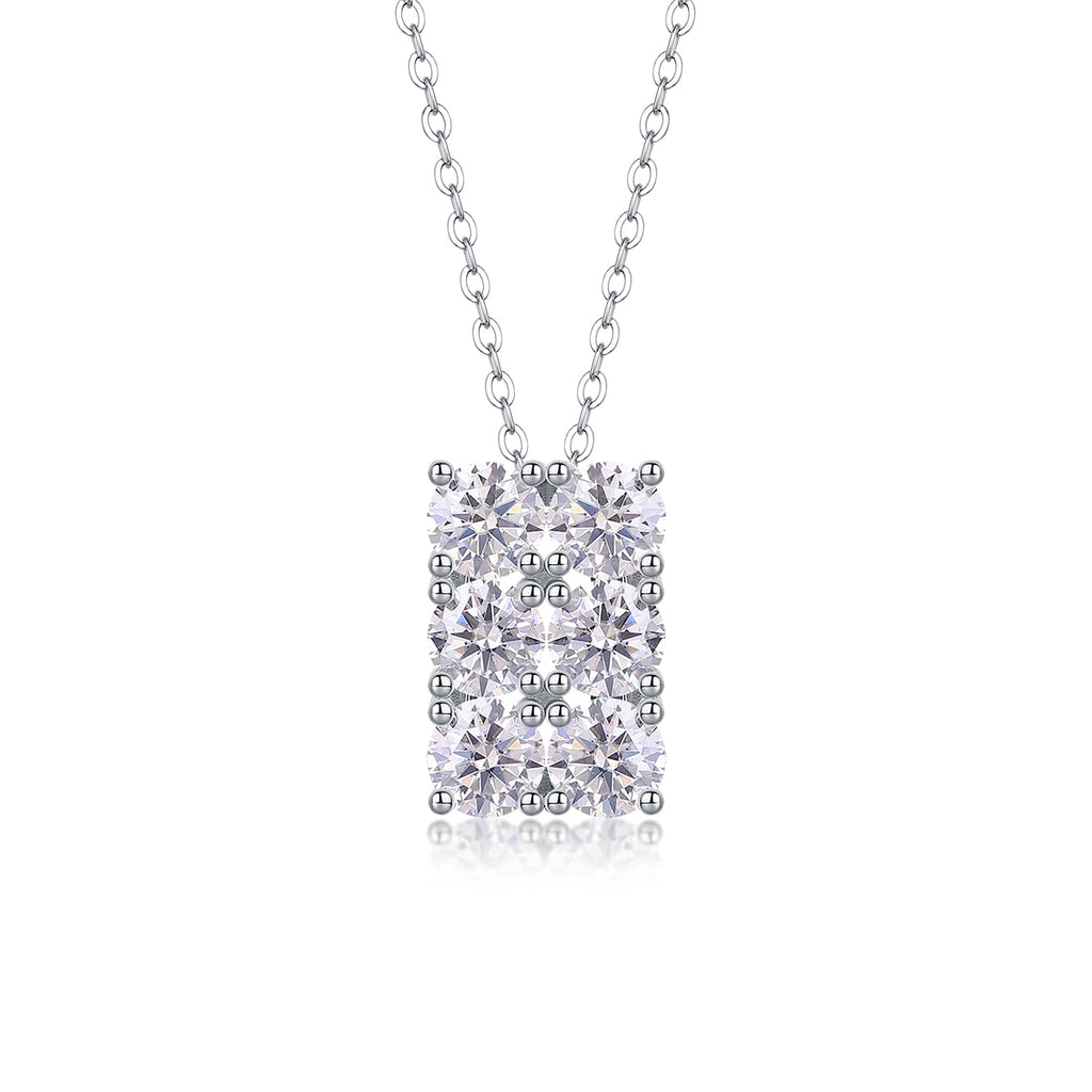 Rectangular Cluster Moissanite Pendant Necklace