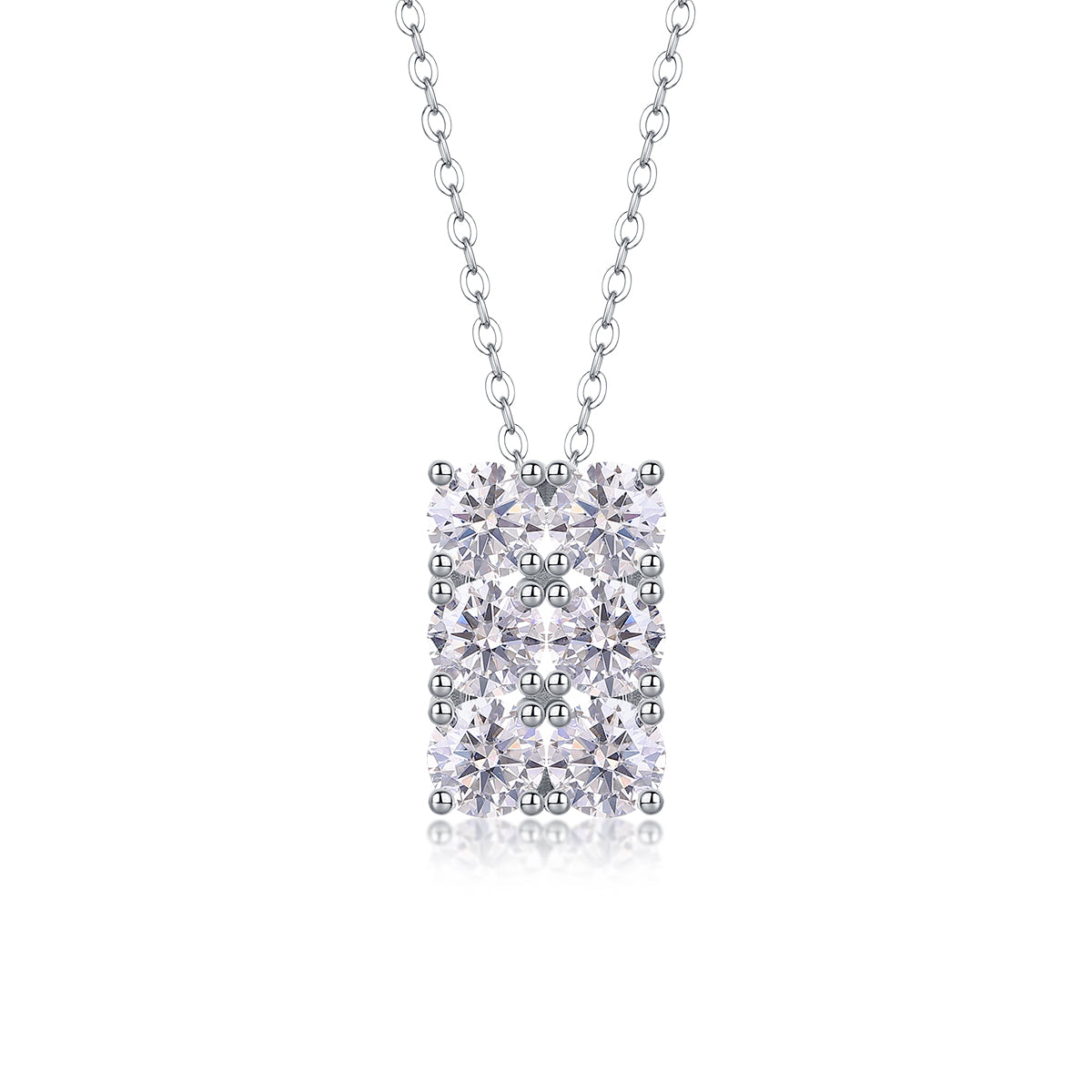 Rectangular Cluster Moissanite Pendant Necklace