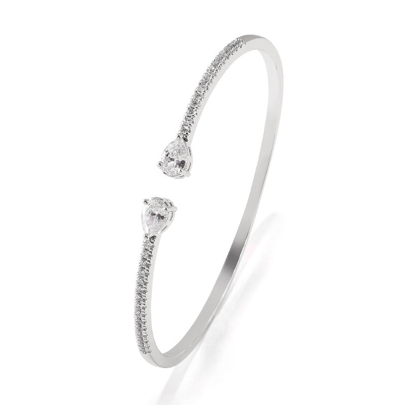 Open Cuff Bracelet with Dual Crystal Ends and Refined Silhouette