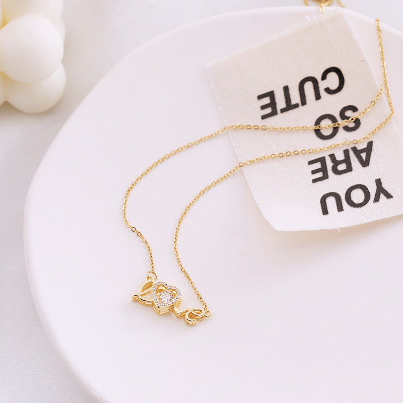 Gold “Love” Heart Pendant Necklace