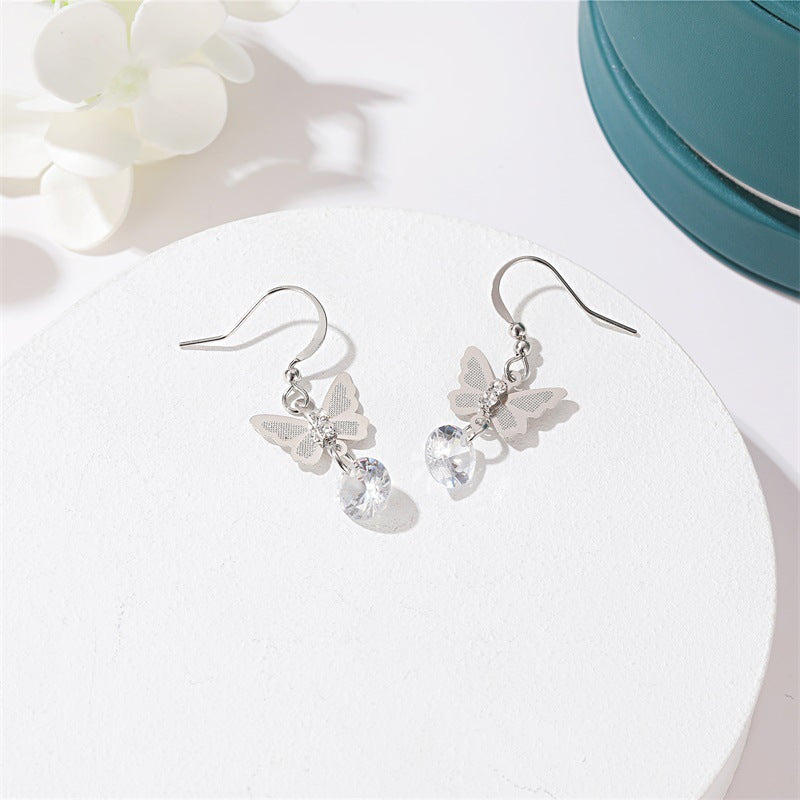 Butterfly Charm Crystal Earrings