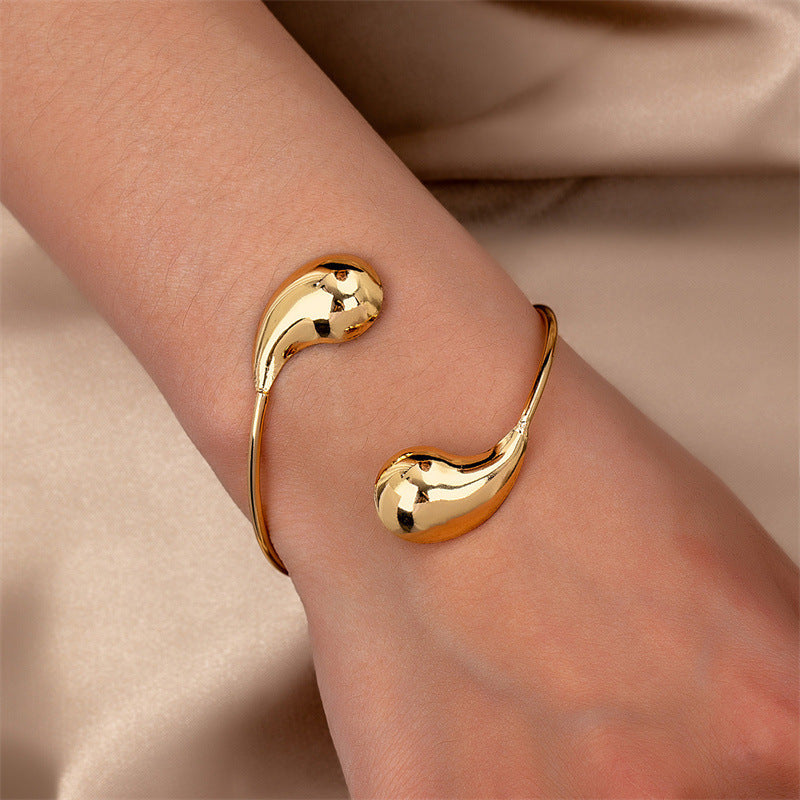 Sculptural Open Cuff Bracelet with Fluid Contour Design
