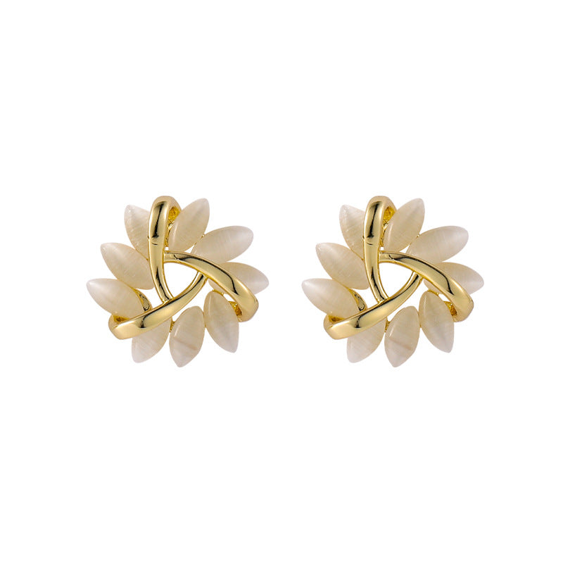 Krystal Crafts Handcrafted Floral Pearl Swirl Stud Earrings
