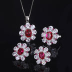 Ruby Red Floral Jewelry Set