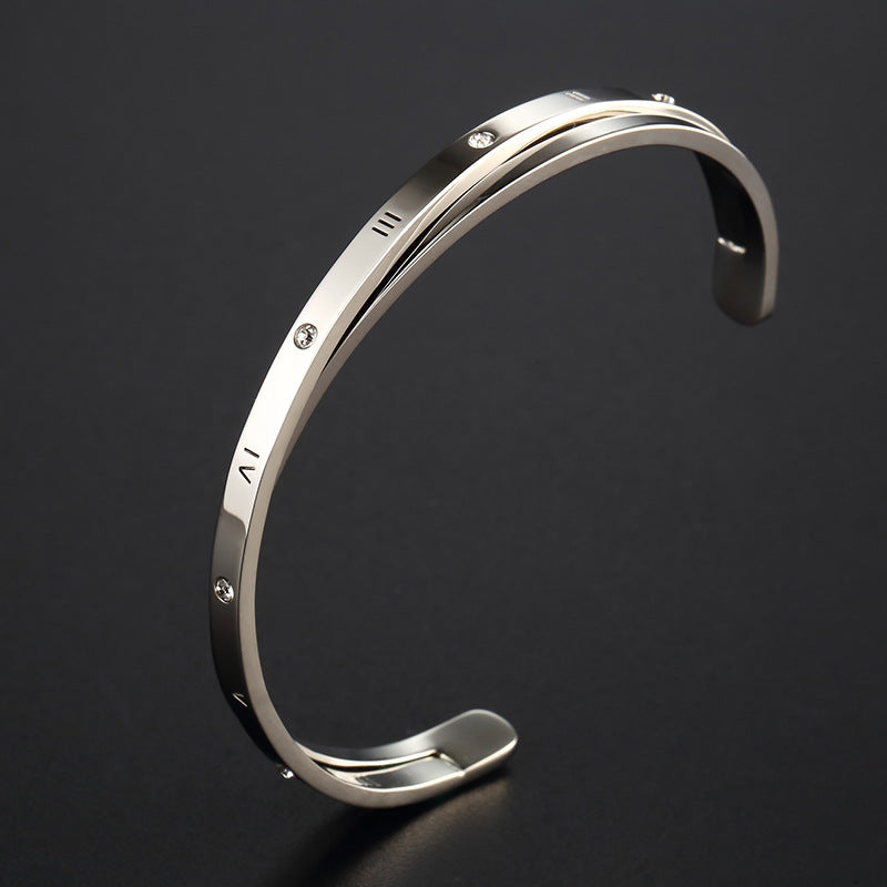 Open Cuff Bracelet with Engraved Numeral Detail