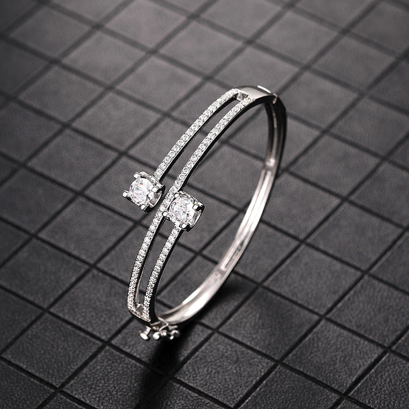 Elegant Dual-Band Bracelet with Refined Crystal Detail