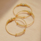 Beaded Adjustable Bangle Bracelet with Decorative Detail