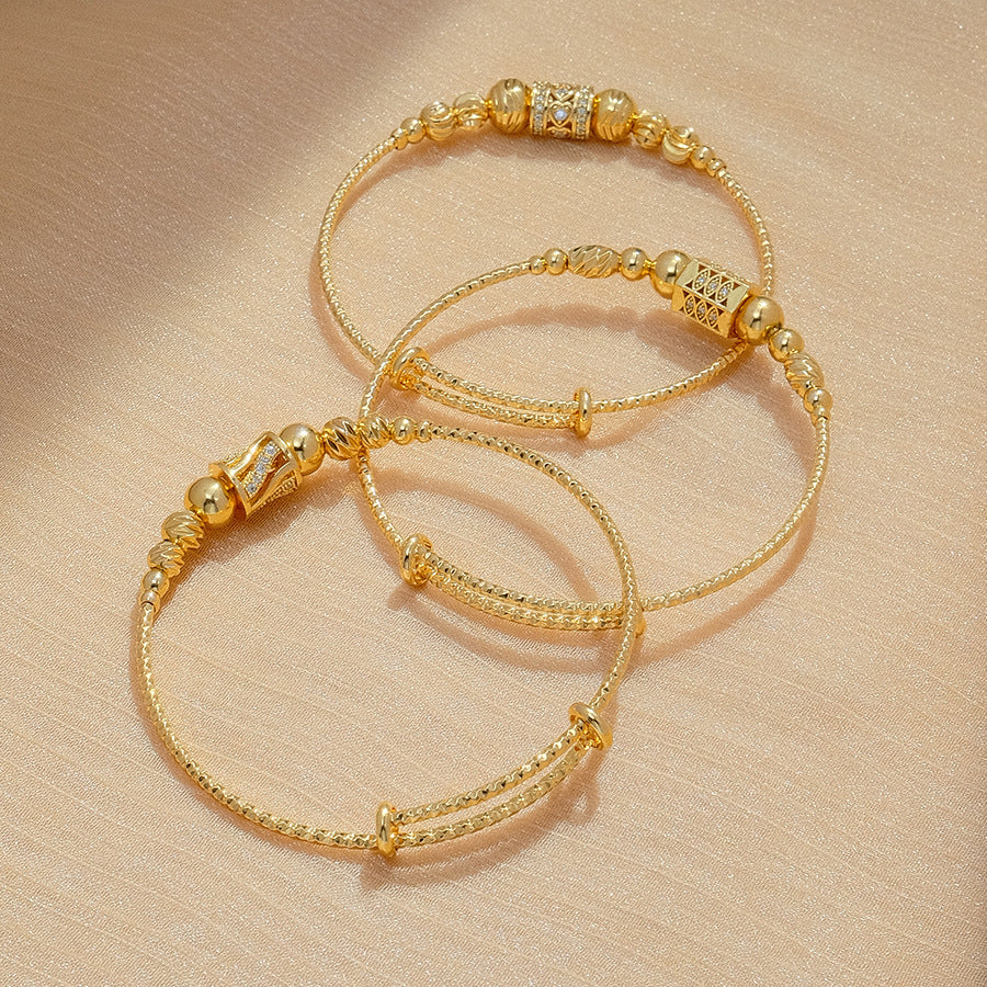 Beaded Adjustable Bangle Bracelet with Decorative Detail