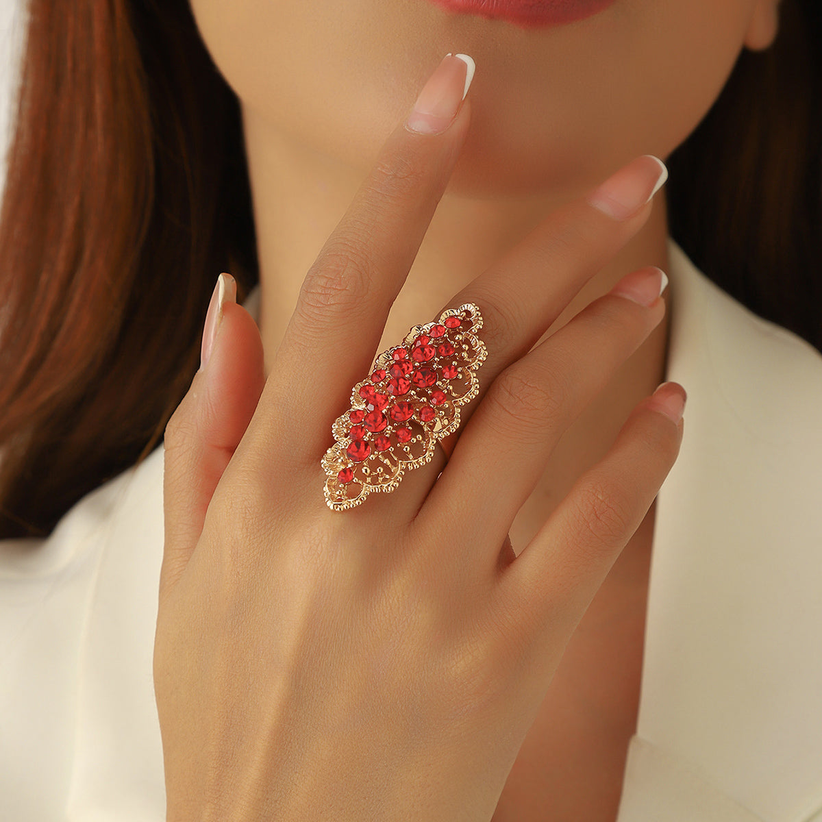 Champagne Crystal Statement  adjustable Ring