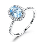 Halo Round-Cut Gemstone Ring with Pavé Band
