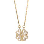 Gold Crystal Heart Cluster Necklace – Elegant Multi-Heart Pendant Chain